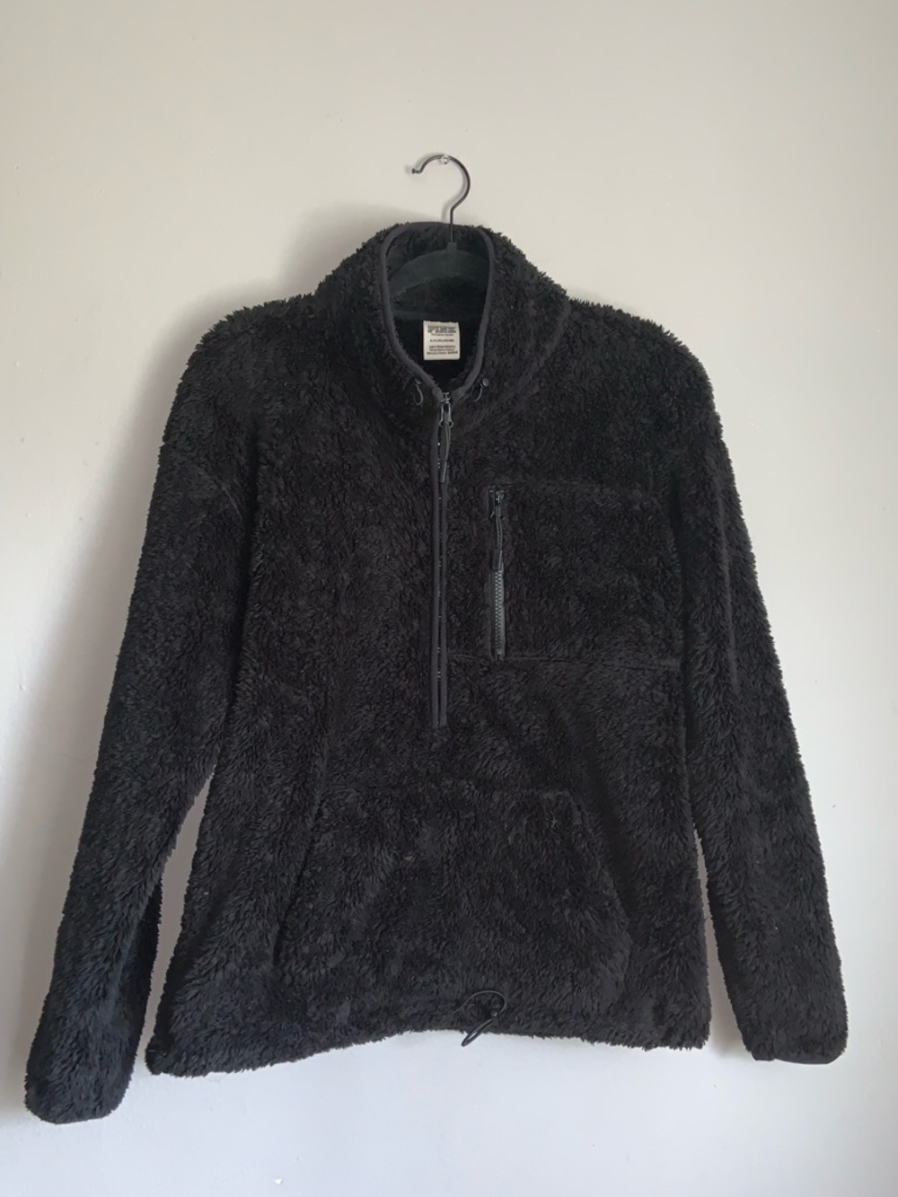 Victoria's Secret PINK BLACK Teddy Sherpa Half-Zip Pullover - Size Small